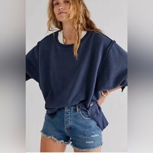 We The Free heathered navy blue Camden oversized sweatshirt size M